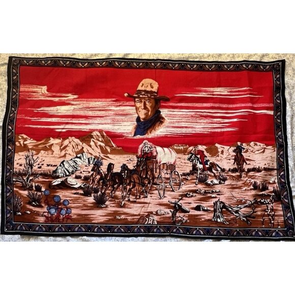 John Wayne Fabric Panel Flannel Type 54"x35" Cowboys Western Movies - Picture 1 of 9